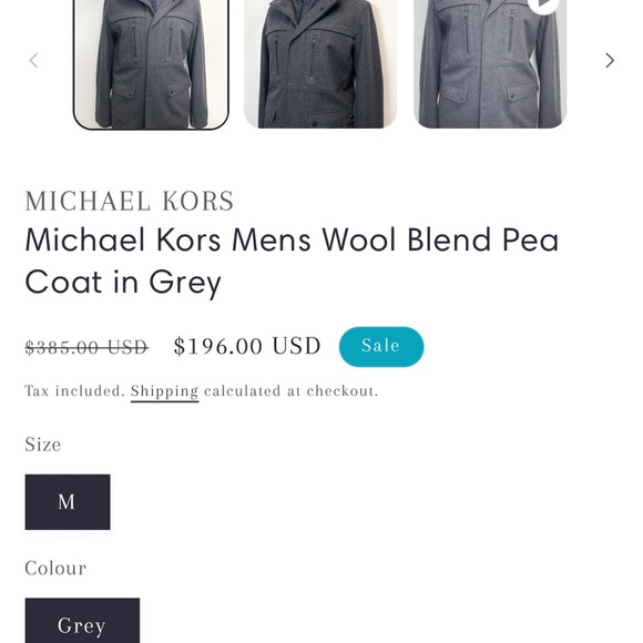 MICHAEL KORS Mens Wool Blend Pea Coat in Grey-EXCELLENT PRE-owned Condition! - Picture 11 of 11